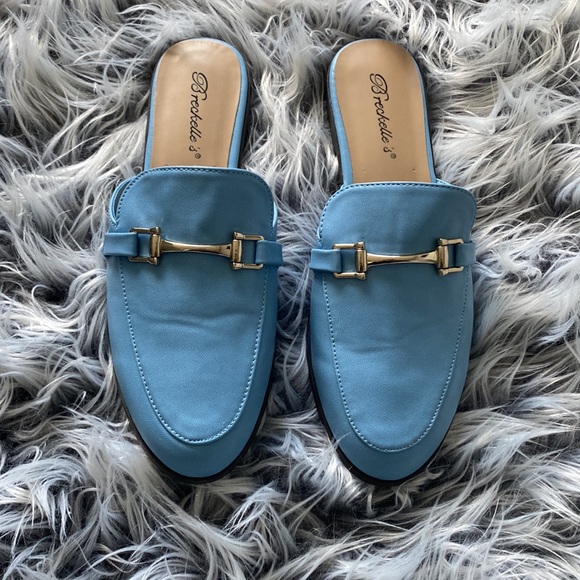 Breckelle's Light Blue Faux Leather Slip On Loafers - Picture 5 of 7